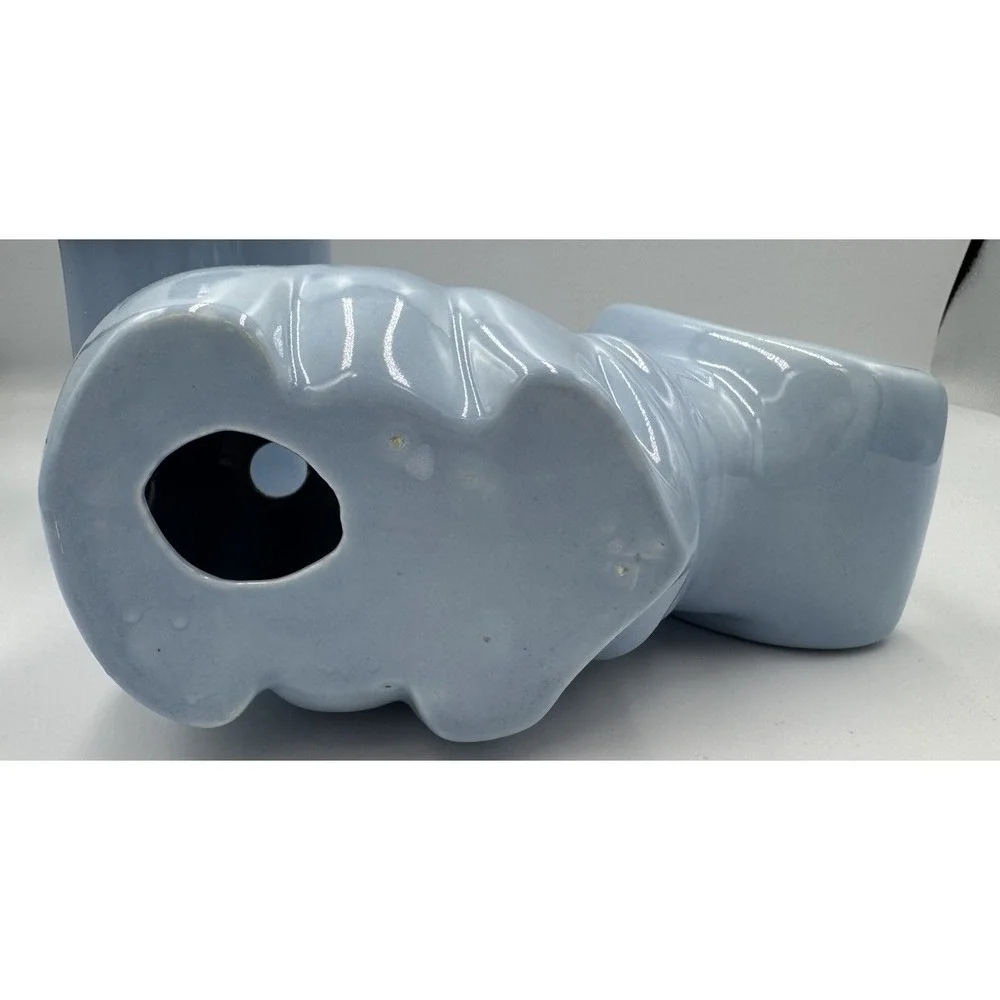 Vintage Blue Ceramic Hippo Soap Toothbrush‎ pen card Holder Cup Animal Bathroom